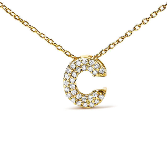 Collar con colgante de inicial A-Z estilo burbuja con detalle de diamante en oro amarillo de 10K, foto 50