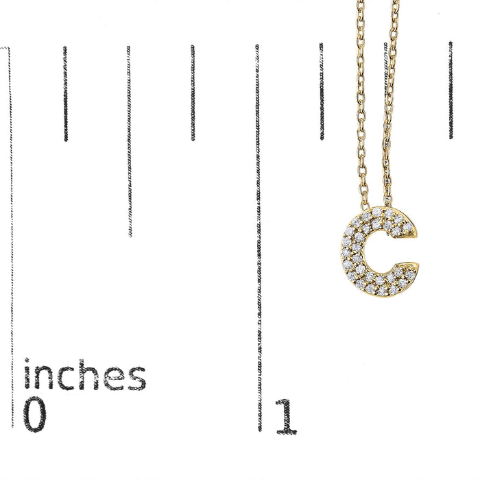 Collar con colgante de inicial A-Z estilo burbuja con detalle de diamante en oro amarillo de 10K
