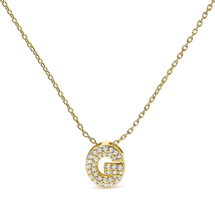 Collar con colgante de inicial A-Z estilo burbuja con detalle de diamante en oro amarillo de 10K, foto 21