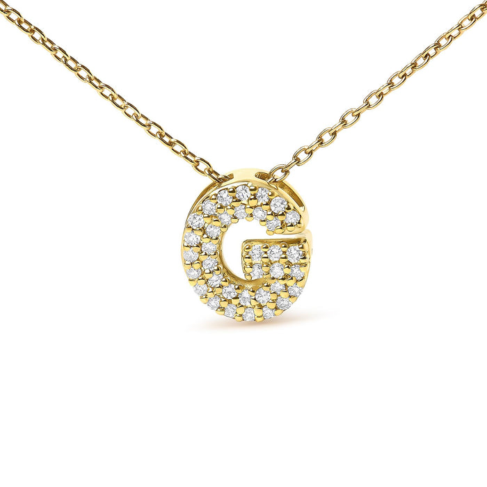 Collar con colgante de inicial A-Z estilo burbuja con detalle de diamante en oro amarillo de 10K, foto 47