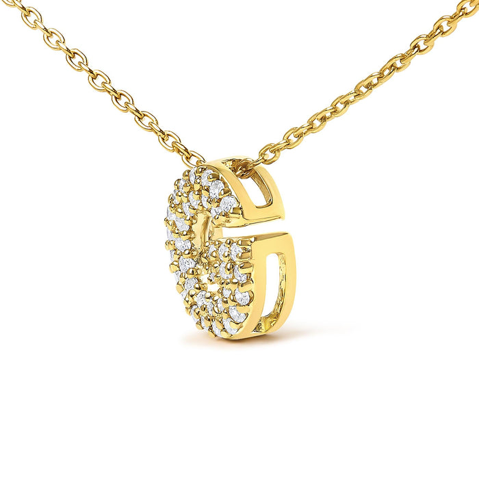 Collar con colgante de inicial A-Z estilo burbuja con detalle de diamante en oro amarillo de 10K