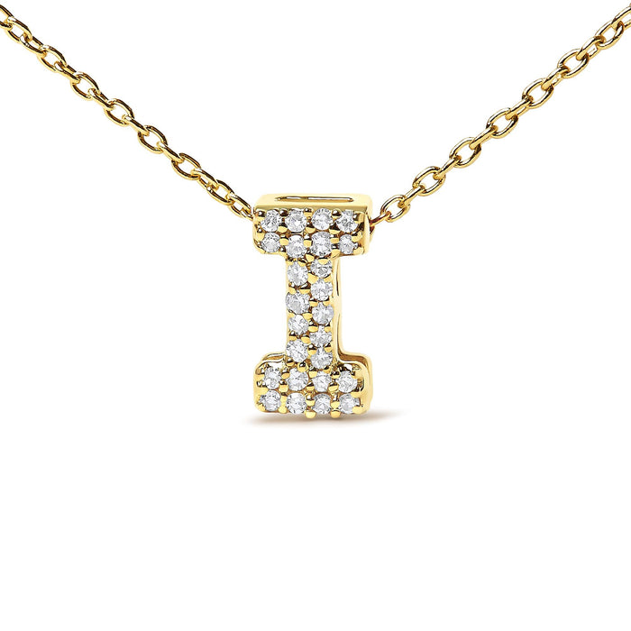 Collar con colgante de inicial A-Z estilo burbuja con detalle de diamante en oro amarillo de 10K, foto 45