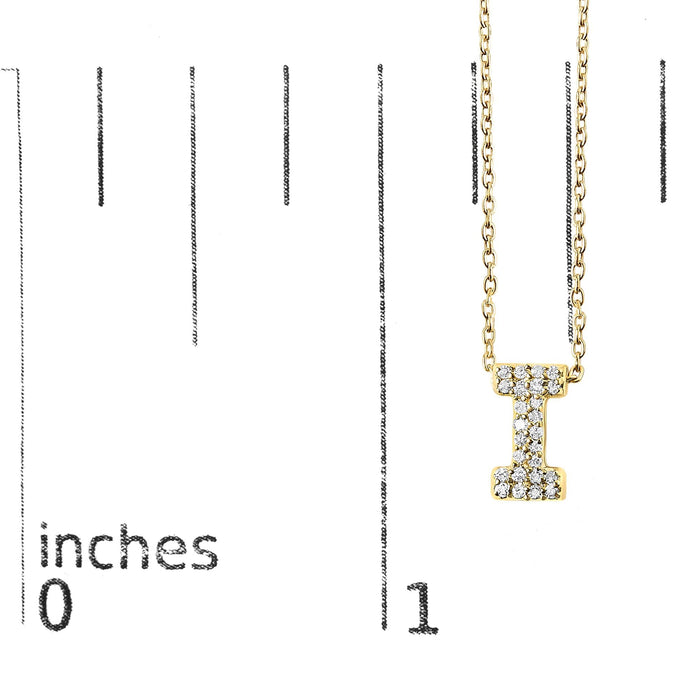 Collar con colgante de inicial A-Z estilo burbuja con detalle de diamante en oro amarillo de 10K