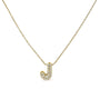 Collar con colgante de inicial A-Z estilo burbuja con detalle de diamante en oro amarillo de 10K, foto 18