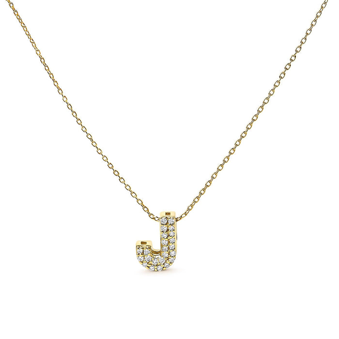 Collar con colgante de inicial A-Z estilo burbuja con detalle de diamante en oro amarillo de 10K, foto 18