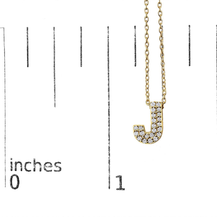 Collar con colgante de inicial A-Z estilo burbuja con detalle de diamante en oro amarillo de 10K