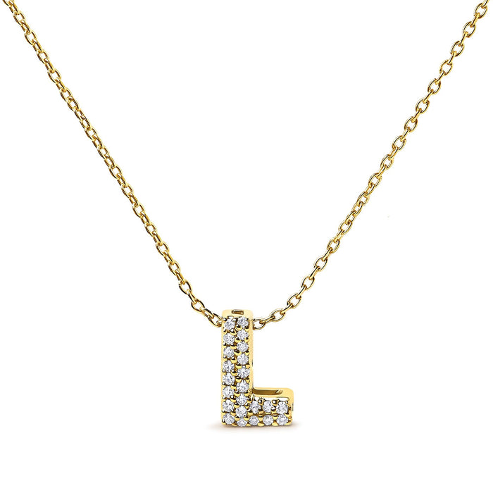 Collar con colgante de inicial A-Z estilo burbuja con detalle de diamante en oro amarillo de 10K, foto 16