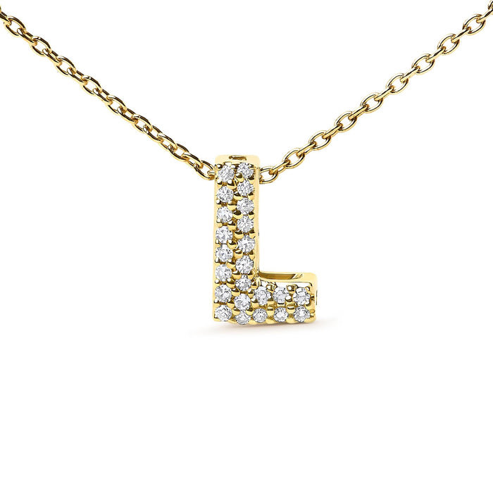 Collar con colgante de inicial A-Z estilo burbuja con detalle de diamante en oro amarillo de 10K, foto 42
