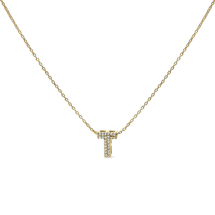 Collar con colgante de inicial A-Z estilo burbuja con detalle de diamante en oro amarillo de 10K, foto 8