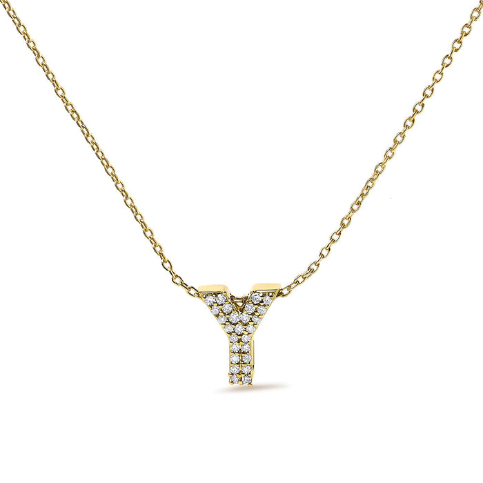 Collar con colgante de inicial A-Z estilo burbuja con detalle de diamante en oro amarillo de 10K, foto 3