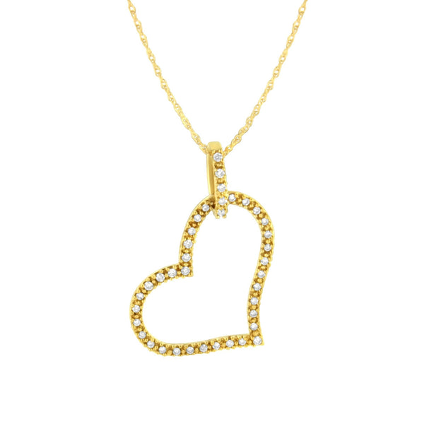 1/4 Ct. T.W. Prong-Set Round-Cut Diamond Open Heart Pendant Necklace in 10K Yellow Gold, photo 1