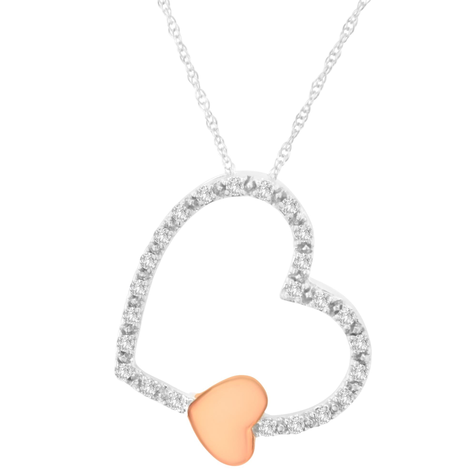 1/6 Ct. T.W. Diamond Floating Heart Pendant Necklace in 10K Two-Tone Gold, photo 1