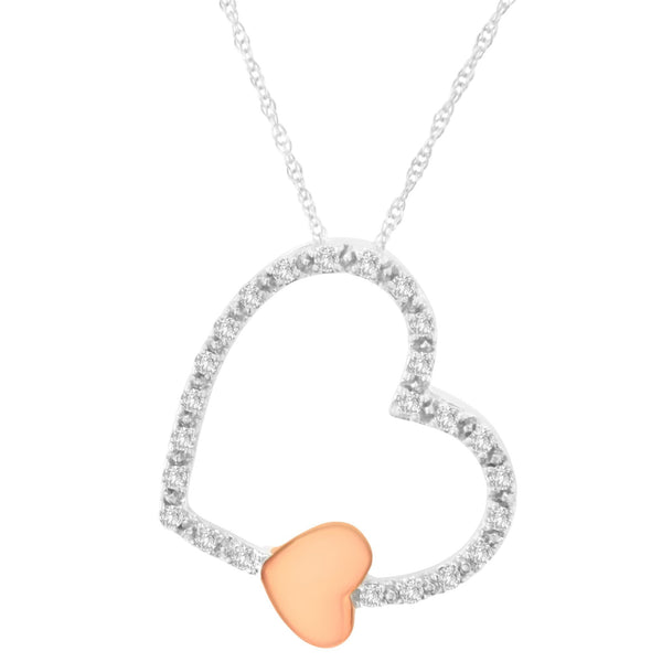1/6 Ct. T.W. Diamond Floating Heart Pendant Necklace in 10K Two-Tone Gold, photo 1
