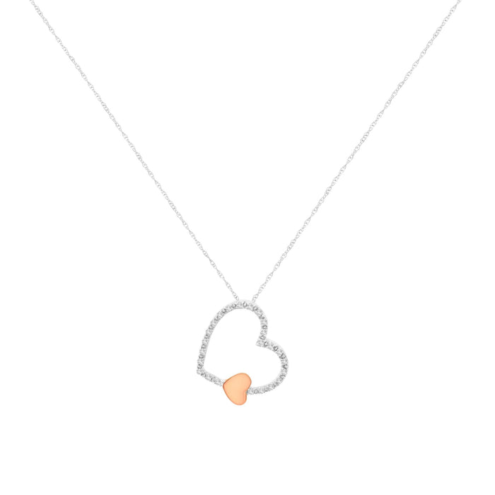 1/6 Ct. T.W. Diamond Floating Heart Pendant Necklace in 10K Two-Tone Gold, photo 2