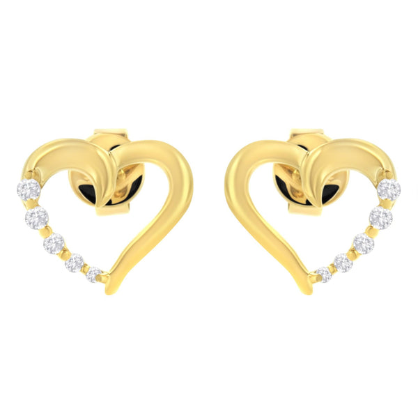 1/8 Ct. T.W. Diamond Journey Heart Earrings in 14K Yellow Gold, photo 1