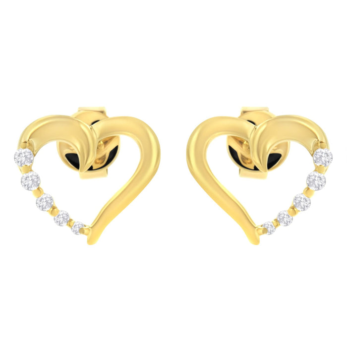 Aretes de corazón Journey con diamantes de 1/8 ct. p.t. en oro amarillo de 14K, foto 1