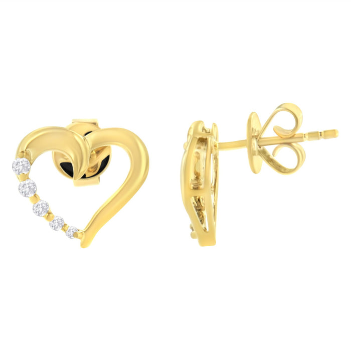 Aretes de corazón Journey con diamantes de 1/8 ct. p.t. en oro amarillo de 14K, foto 2