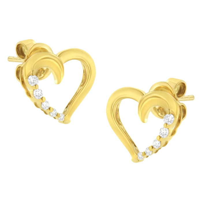 Aretes de corazón Journey con diamantes de 1/8 ct. p.t. en oro amarillo de 14K, foto 4