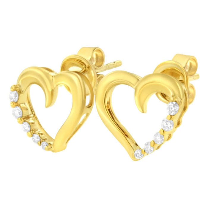 Aretes de corazón Journey con diamantes de 1/8 ct. p.t. en oro amarillo de 14K, foto 5