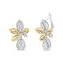 Aretes colgantes de lágrima y marquesa con diamantes redondos pavé de 1 ct. p.t. en oro blanco y amarillo de 14K, color H-I, claridad SI1-SI2, foto 1
