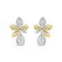 Aretes colgantes de lágrima y marquesa con diamantes redondos pavé de 1 ct. p.t. en oro blanco y amarillo de 14K, color H-I, claridad SI1-SI2, foto 2
