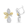 Aretes colgantes de lágrima y marquesa con diamantes redondos pavé de 1 ct. p.t. en oro blanco y amarillo de 14K, color H-I, claridad SI1-SI2, foto 4