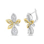 Aretes colgantes de lágrima y marquesa con diamantes redondos pavé de 1 ct. p.t. en oro blanco y amarillo de 14K, color H-I, claridad SI1-SI2, foto 5