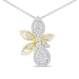 Collar con colgante estilo floral de marquesa con diamantes redondos de 5/8 ct. p.t. en oro blanco y amarillo de 14K