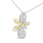 Collar con colgante estilo floral de marquesa con diamantes redondos de 5/8 ct. p.t. en oro blanco y amarillo de 14K, foto 2