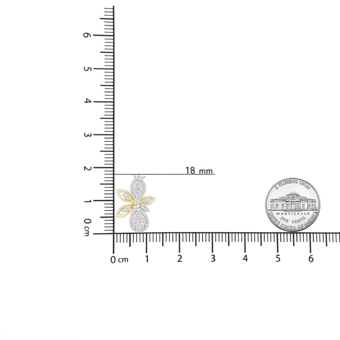 Collar con colgante estilo floral de marquesa con diamantes redondos de 5/8 ct. p.t. en oro blanco y amarillo de 14K, foto 5