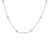 1 Ct. T.W. Bezel-Set Round Diamond Marquise-Shaped Milgrain Station Collar Necklace in 14K White Gold