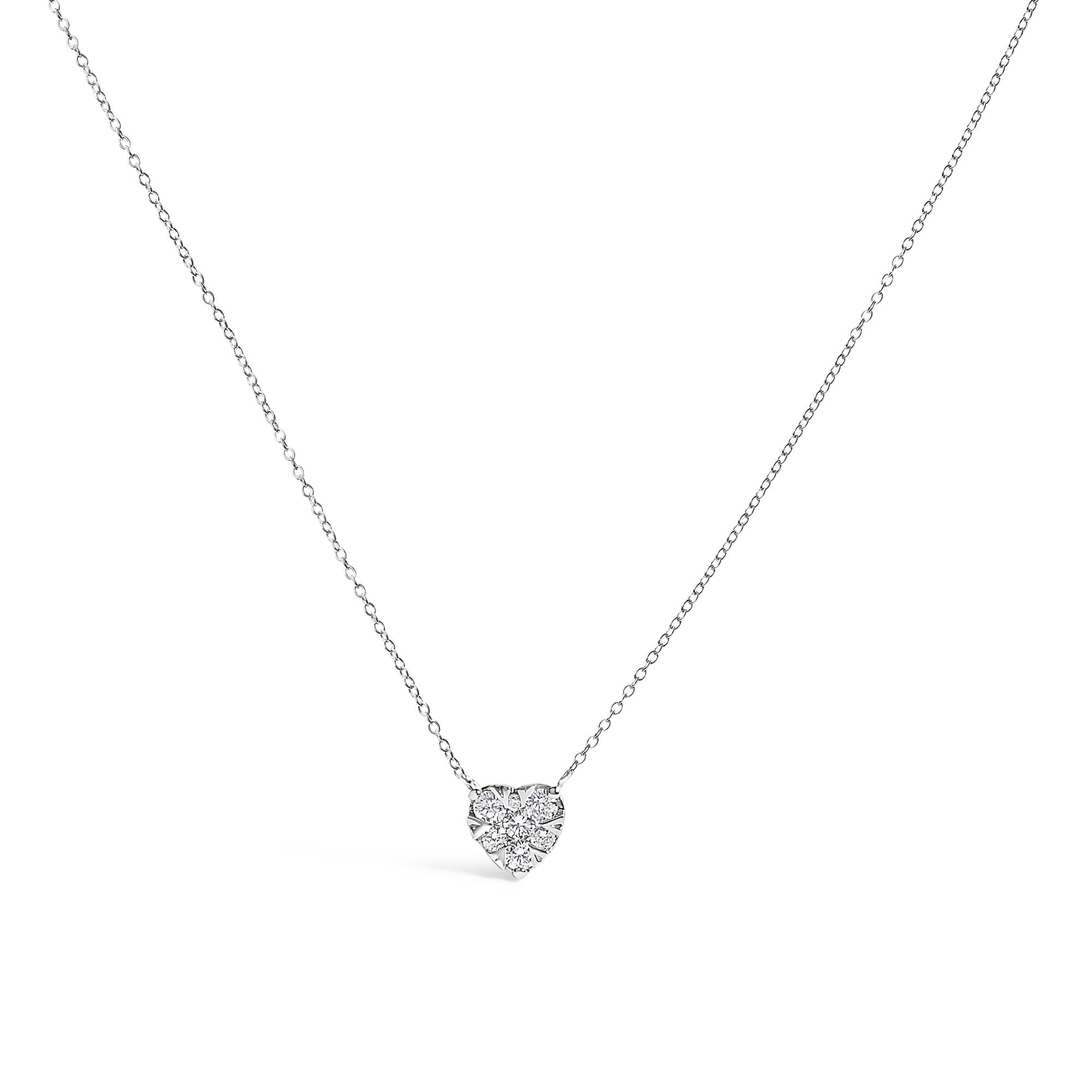 1/4 Ct. T.W. Diamond Composite Heart Pendant Necklace in 14K White Gold, photo 1