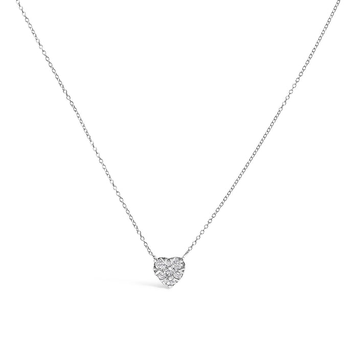1/4 Ct. T.W. Diamond Composite Heart Pendant Necklace in 14K White Gold, photo 1