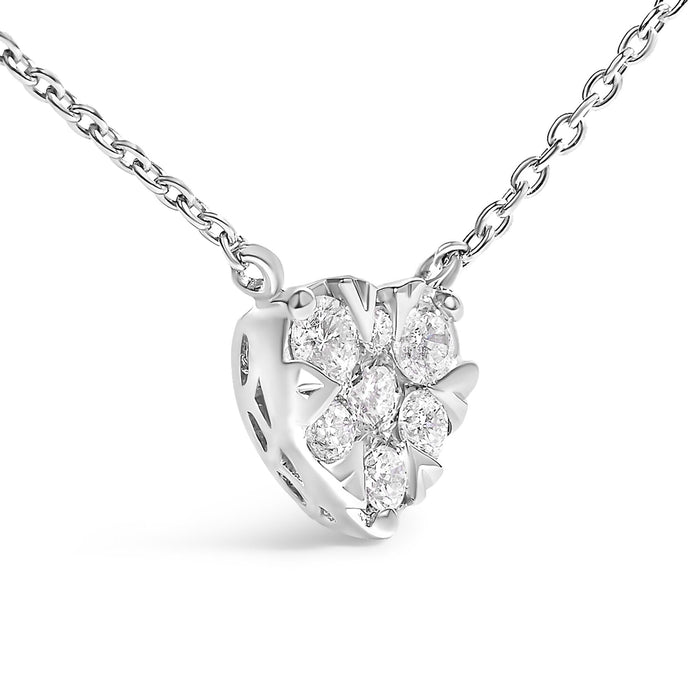1/4 Ct. T.W. Diamond Composite Heart Pendant Necklace in 14K White Gold, photo 4