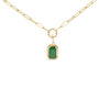 Collar con colgante solitario con esmeralda verde talla esmeralda de 6x4 mm en oro amarillo de 10K, foto 2