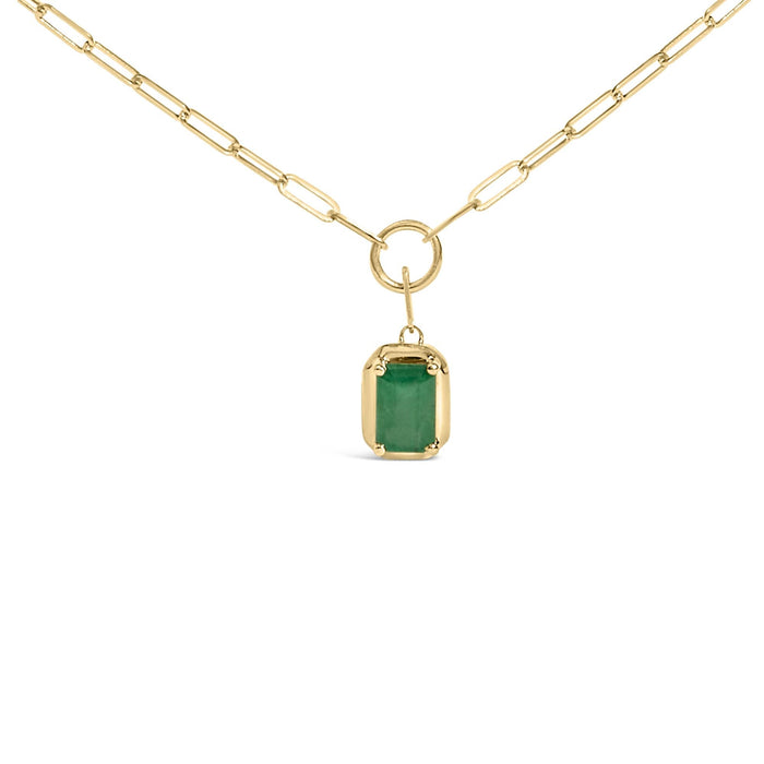 Collar con colgante solitario con esmeralda verde talla esmeralda de 6x4 mm en oro amarillo de 10K, foto 2