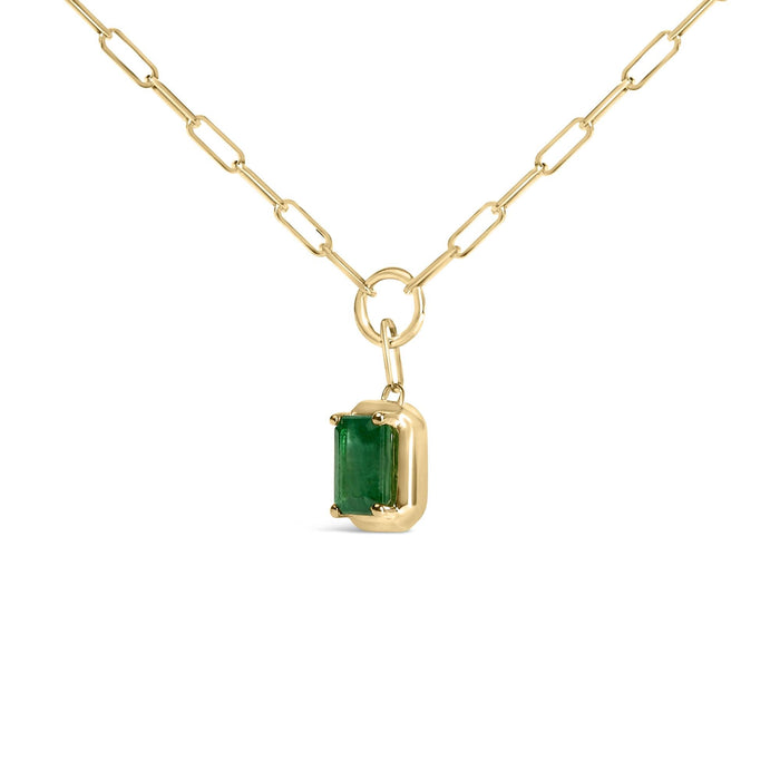Collar con colgante solitario con esmeralda verde talla esmeralda de 6x4 mm en oro amarillo de 10K, foto 4