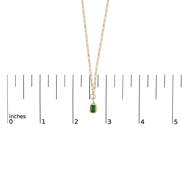 Collar con colgante solitario con esmeralda verde talla esmeralda de 6x4 mm en oro amarillo de 10K, foto 5