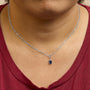 Emerald-Cut 6x4mm Blue Sapphire Solitaire Pendant Necklace in 10K White Gold, photo 3