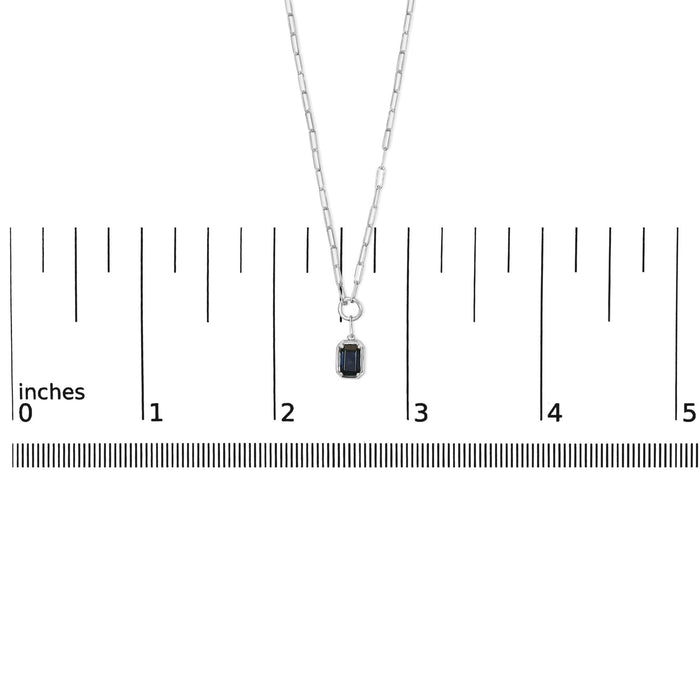 Emerald-Cut 6x4mm Blue Sapphire Solitaire Pendant Necklace in 10K White Gold, photo 5