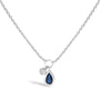 6x4 mm Pear Blue Sapphire and Diamond Accent Charm Pendant Necklace in 10K White Gold, photo 1