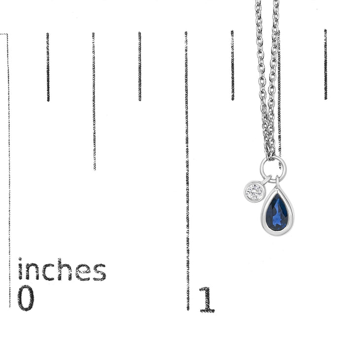 6x4 mm Pear Blue Sapphire and Diamond Accent Charm Pendant Necklace in 10K White Gold, photo 5