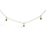 Dangling 5x3 mm Green Emerald and Diamond Station Necklace in 10K Yellow Gold, photo 1