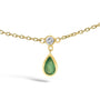 Dangling 5x3 mm Green Emerald and Diamond Station Necklace in 10K Yellow Gold, photo 2