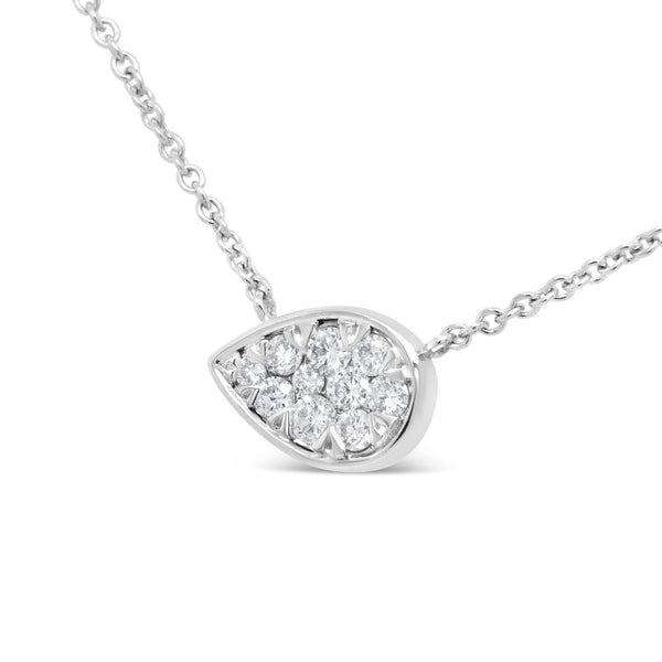 1/4 Ct. T.W. Round Diamond Composite Teardrop Shape Pendant Necklace in 14K White Gold, photo 2