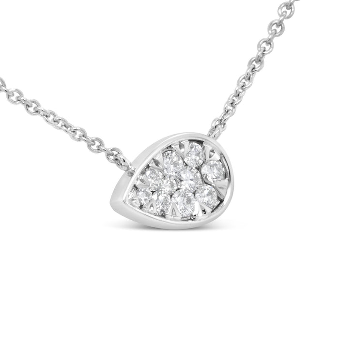 Collar con colgante de racimo en forma de gota con diamantes redondos de 1/4 ct. p.t. en oro blanco de 14K, foto 4