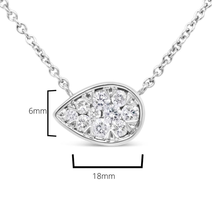 Collar con colgante de racimo en forma de gota con diamantes redondos de 1/4 ct. p.t. en oro blanco de 14K, foto 5