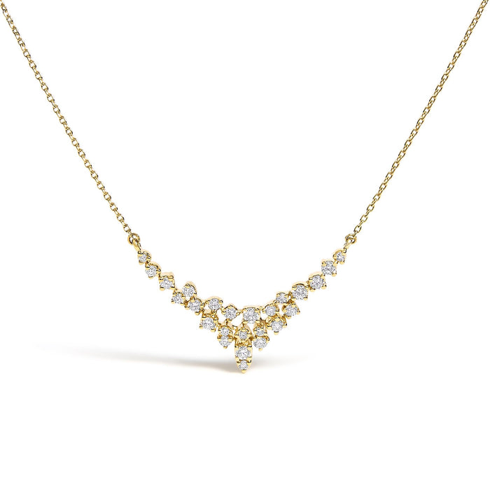 1/2 Ct. T.W. Diamond Scattered V Necklace in 14K Yellow Gold, photo 1