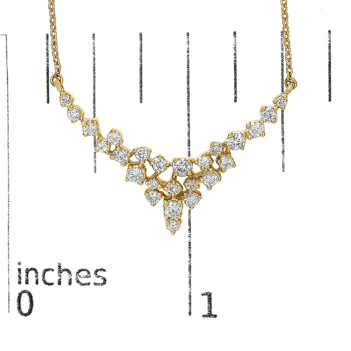 1/2 Ct. T.W. Diamond Scattered V Necklace in 14K Yellow Gold, photo 5