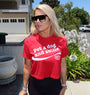 Pet A Dog And Smile Crop Tee in red